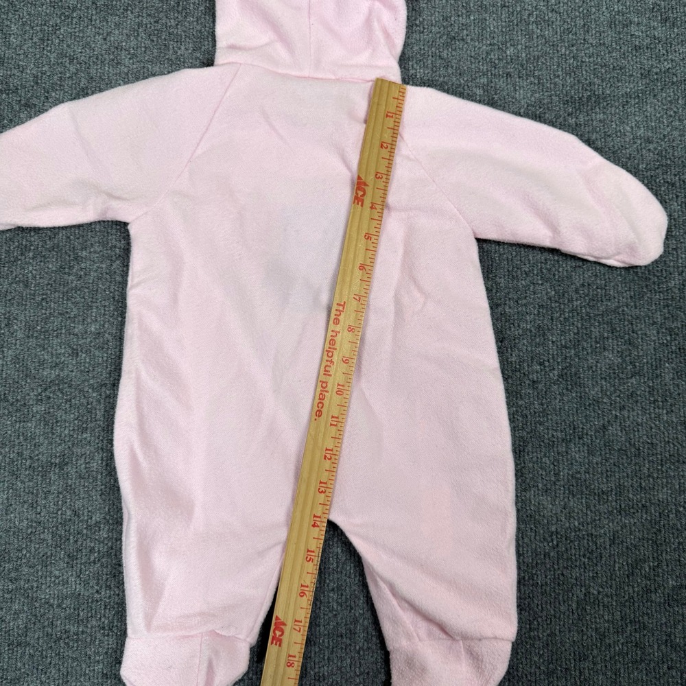 Disney Winnie the Pooh Vintage Pink Fleece Pram Suit Hooded Footie 0-6 Months - Picture 7 of 9